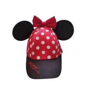 DISNEY PARKS Minnie Mouse Kids Snap Back Hat With Bow And Ears Polka Dot